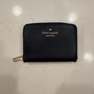 Kate Spade Black Zip Wallet with Gold Details
